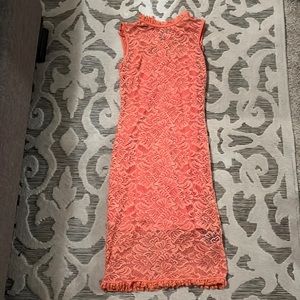 Bebe coral lace dress size small